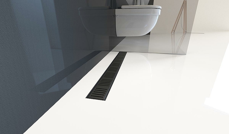 Душевой лоток AlcaPlast APZ10BLACK-750M чёрный матовый с решеткой и опорами