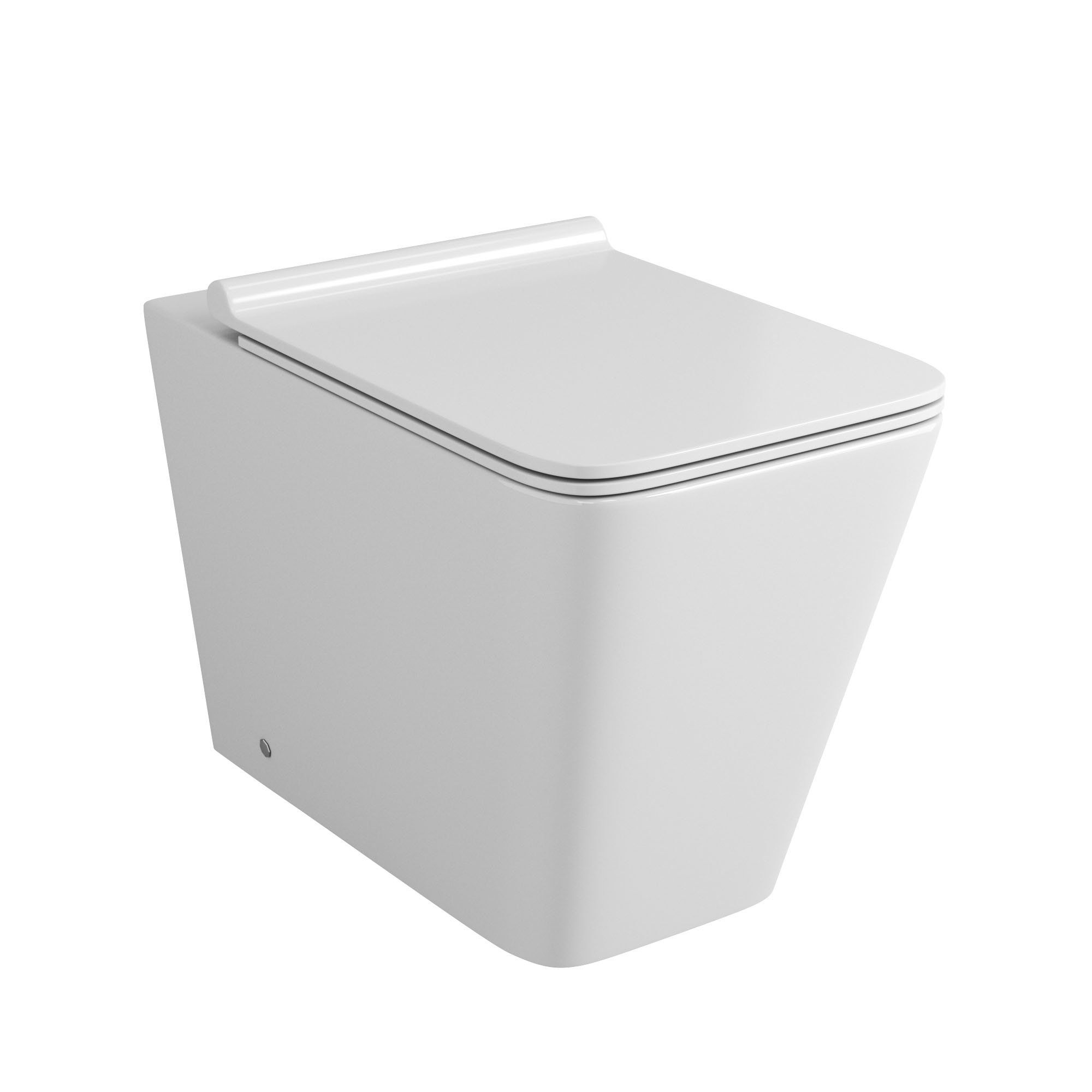 Унитаз GR-PR4414S (600*355*410) БЕЛЫЙ приставной БЕЗОБОДКОВЫЙ с тонкой крышкой, 1 место