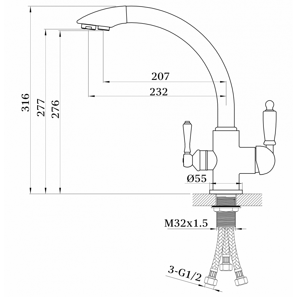 Смеситель для кухни Ganzer Rein GZ16031C черный