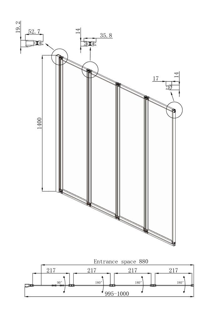 Шторка для ванны Ambassador Bath Screens 16041111L (1000x1400), 1 место