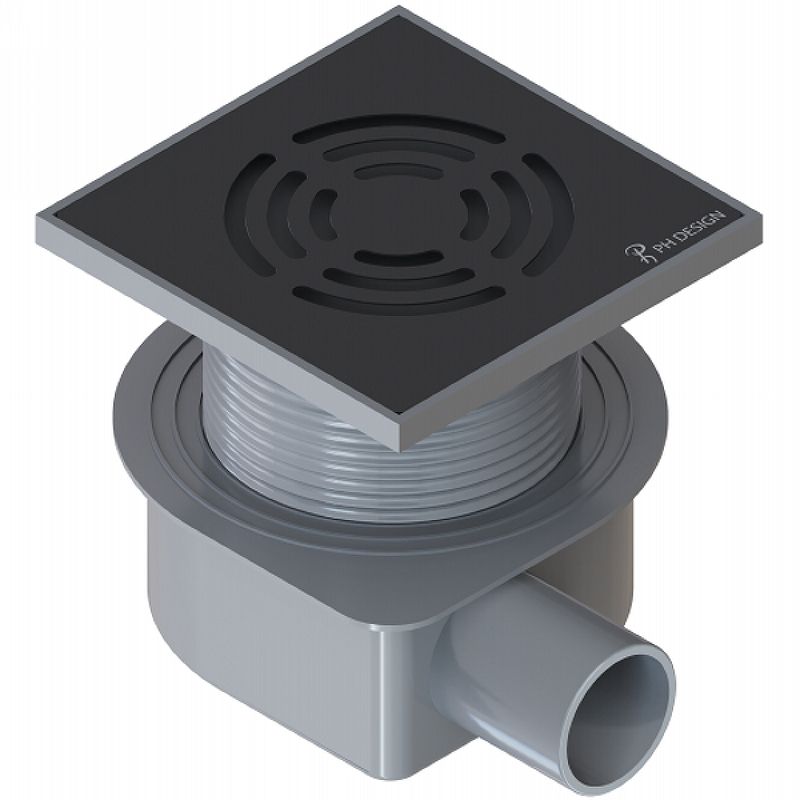Душевой трап SMART DESIGN 10x10 cm, нерж.сталь ЧЕРНЫЙ    DS 010 55 D2 S04