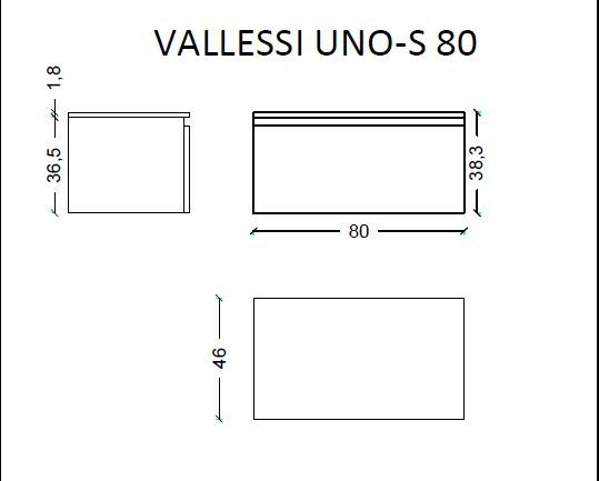 897-080-D Boheme Ящик под столешницу 80см DARK OAK VALLESSI UNO-S