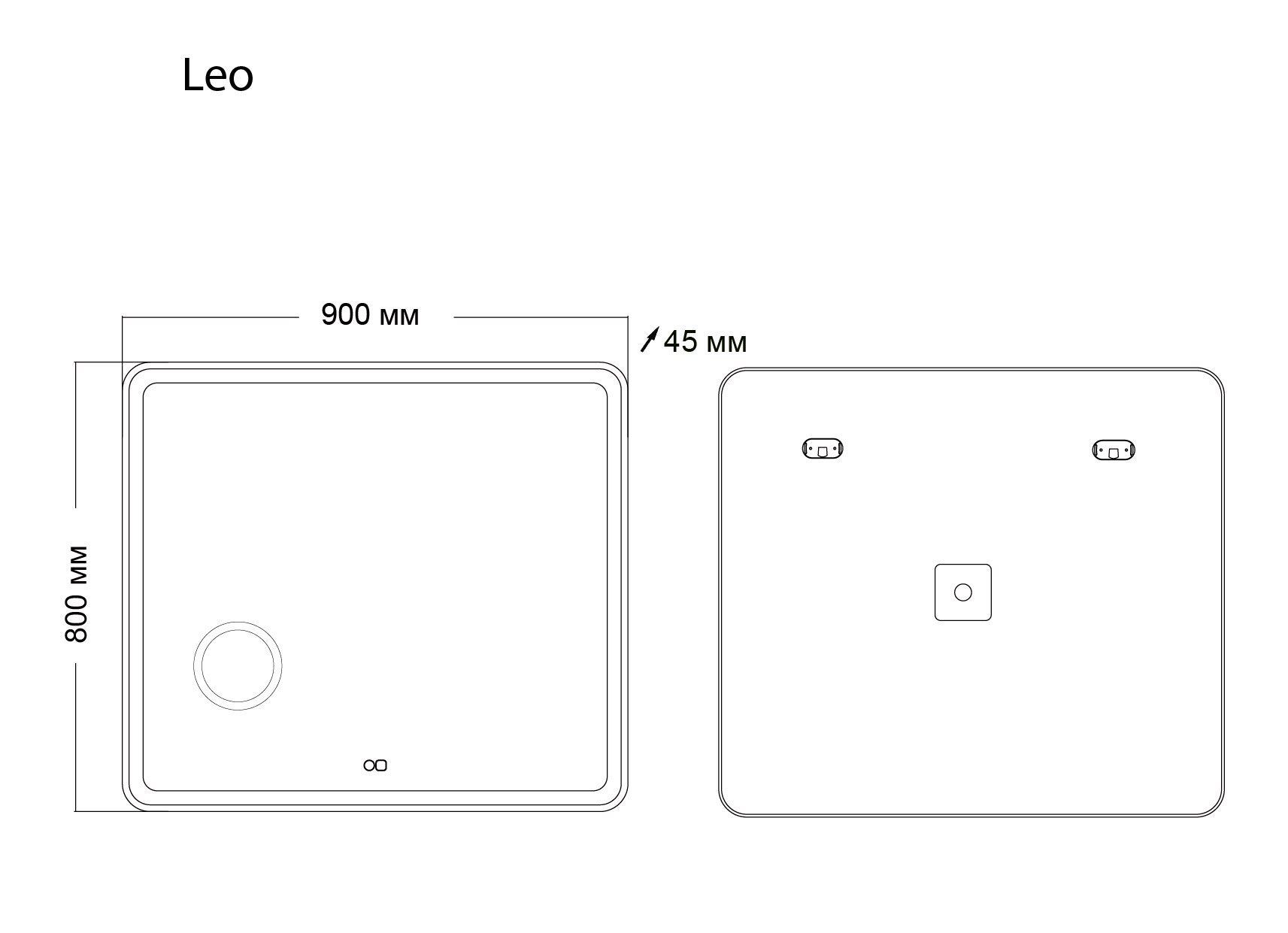 Зеркало LEO (900*800*45) LED с сенсорным выкл.,гравировкой,подогревом и увеличительным стеклом