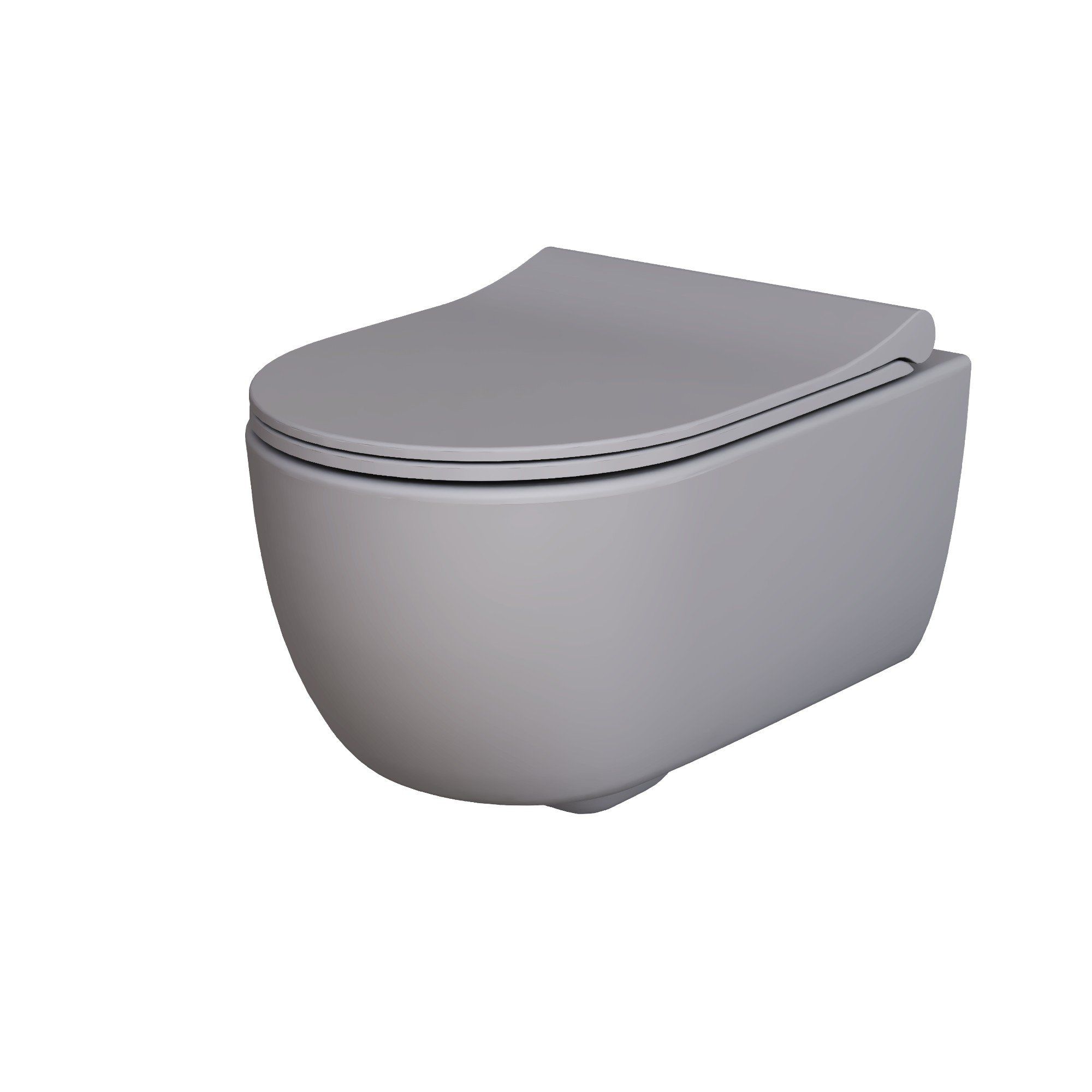 Унитаз Abner 103T20301R (545*360*330) МАТОВЫЙ СЕРЫЙ подвесной БЕЗОБОДКОВЫЙ с тонкой крышкой, 2 места