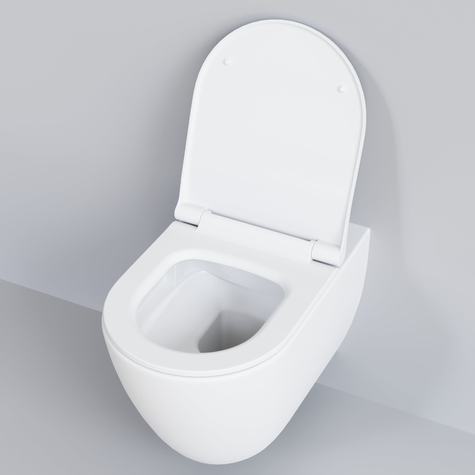 Унитаз Queen 113T20101R (570*360*400) БЕЛЫЙ МАТОВЫЙ подвесной БЕЗОБОДКОВЫЙ с тонкой крышкой, 2 места
