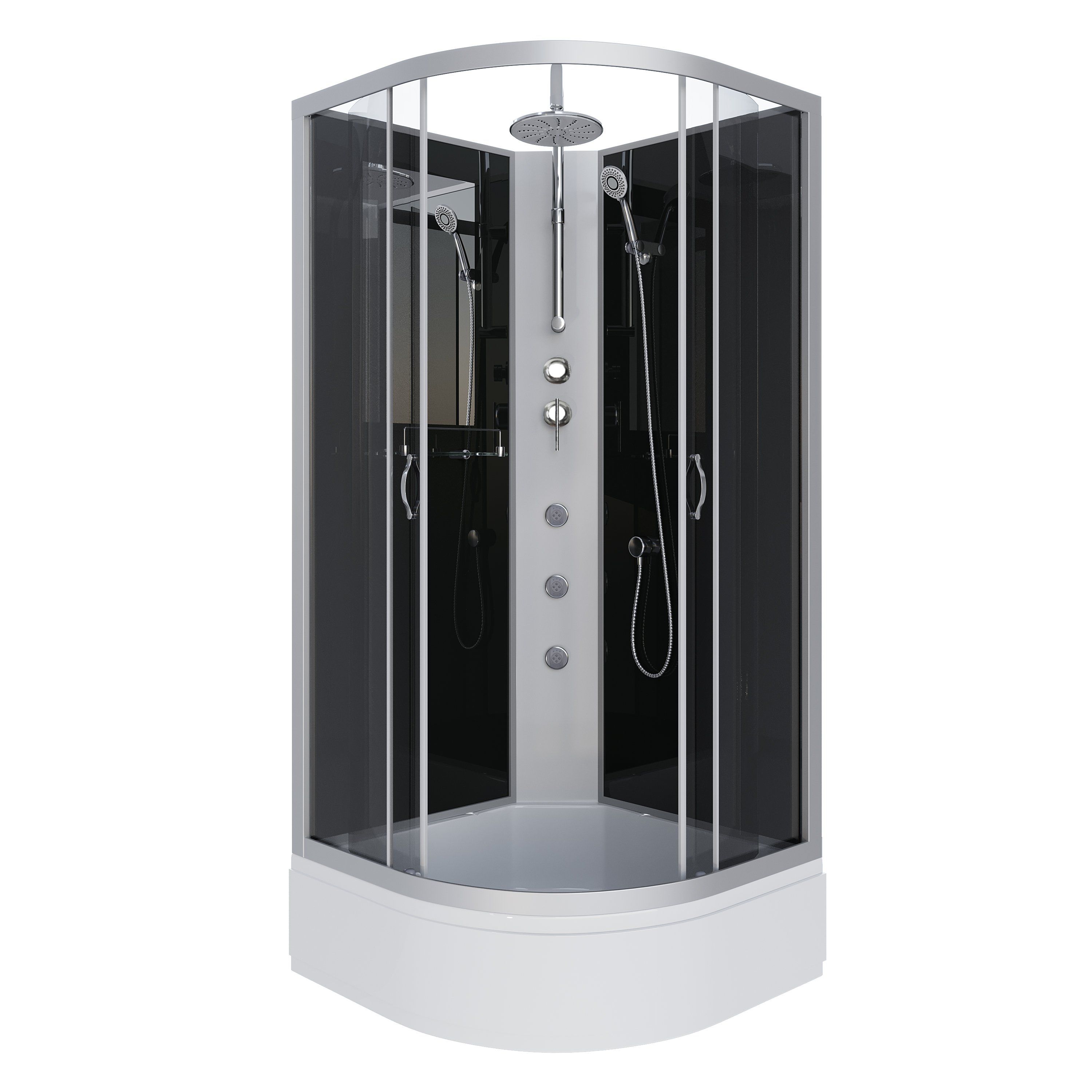 Душ.каб. NG-3503-14BKTG (800х800х2100-2400) средний поддон(26см) стекло ТОНИРОВАННОЕ 4 места