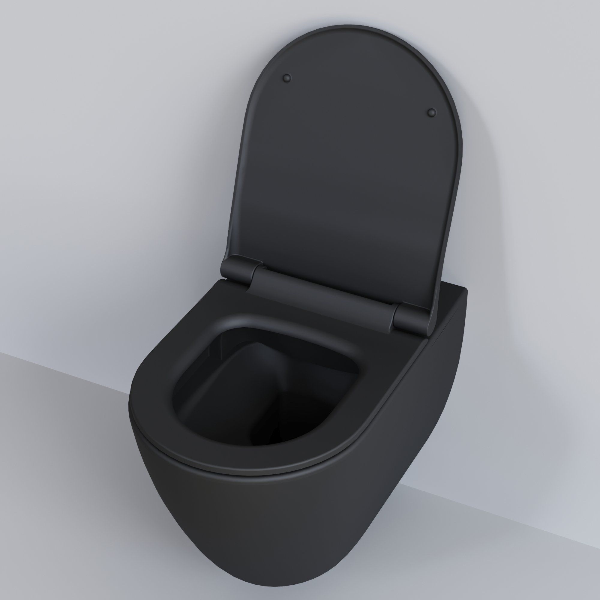 Унитаз Queen 113T20201R (570*360*400) ЧЁРНЫЙ МАТОВЫЙ подвесной БЕЗОБОДКОВЫЙ с тонкой крышкой, 2 места