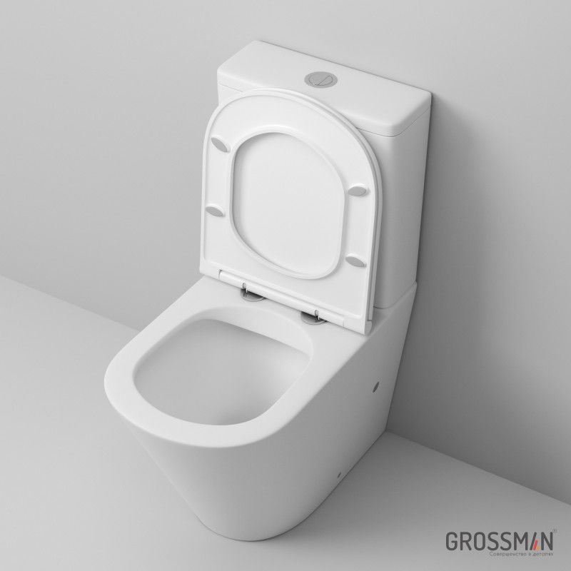 Унитаз Grossman GR-4450MS (605*380*825) белый МАТОВЫЙ напольный безободковый с тонкой крышкой