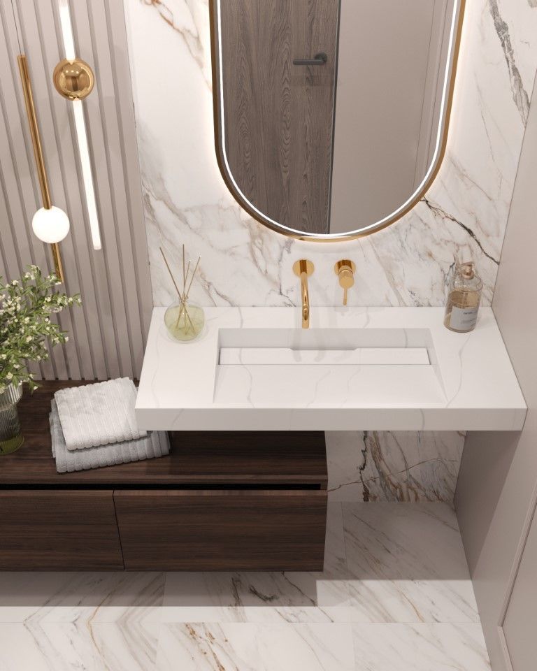 859-100-CLCT Boheme Столешница моноблок FLAT CALACATTA (1010*452*80)
