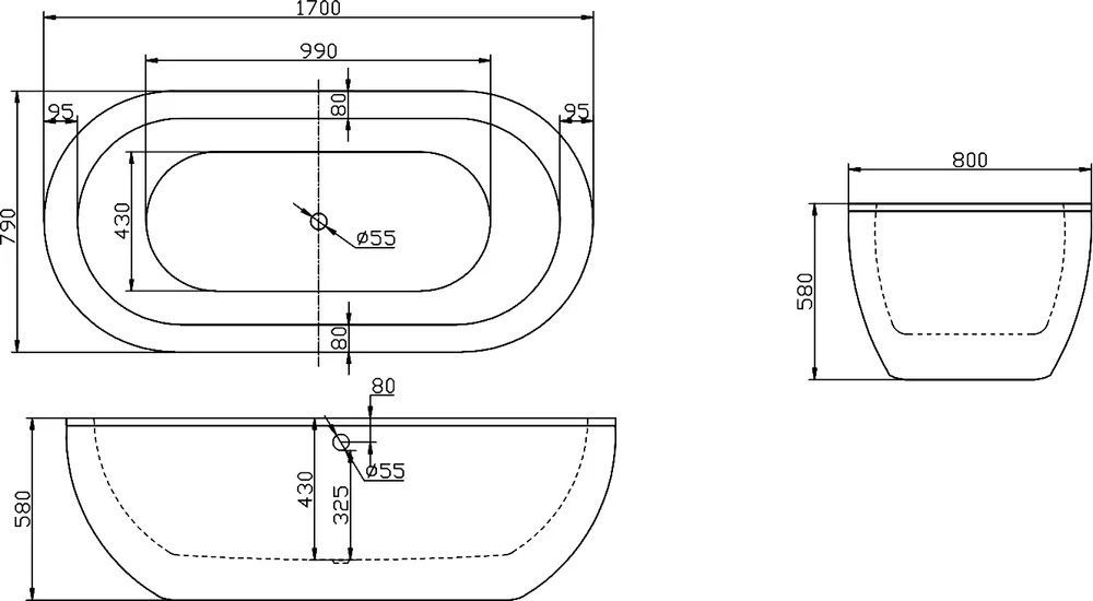 Акриловая ванна BELBAGNO BB14