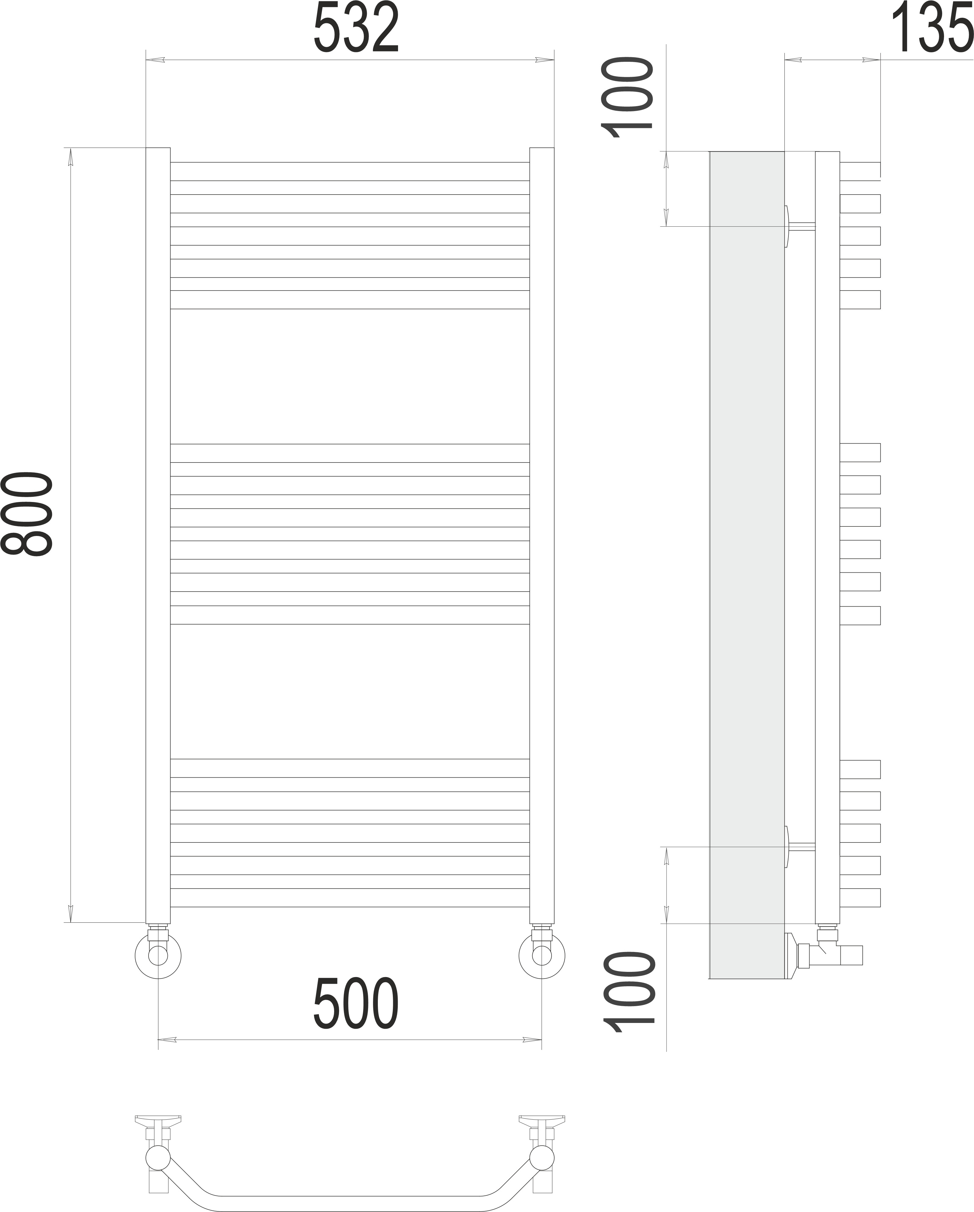 Виктория П16 500х800 Полотенцесушитель TERMINUS