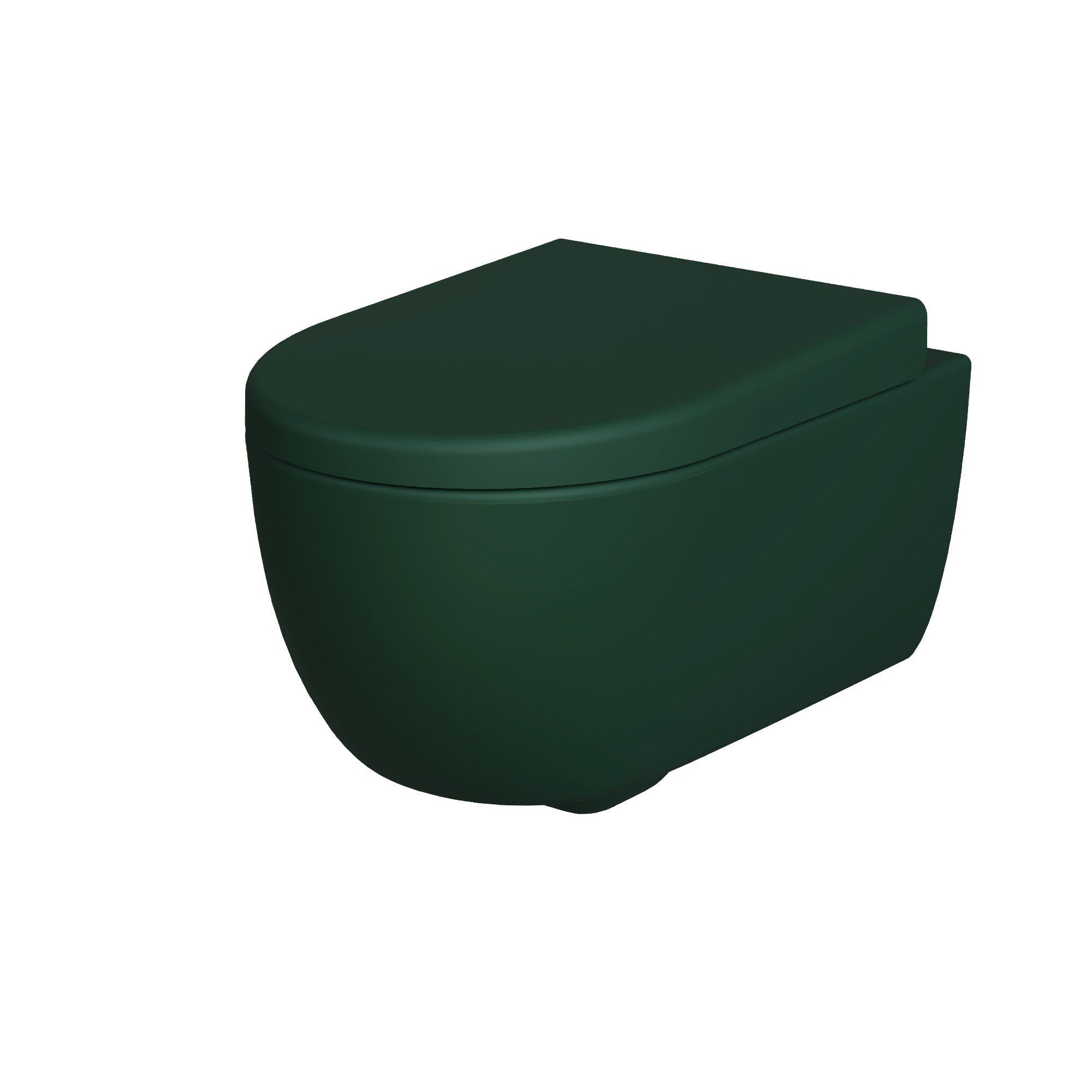 Унитаз Abner 103T20701R (545*360*330) МАТОВЫЙ ЗЕЛЁНЫЙ подвесной БЕЗОБОДКОВЫЙ с толстой крышкой, 2 места