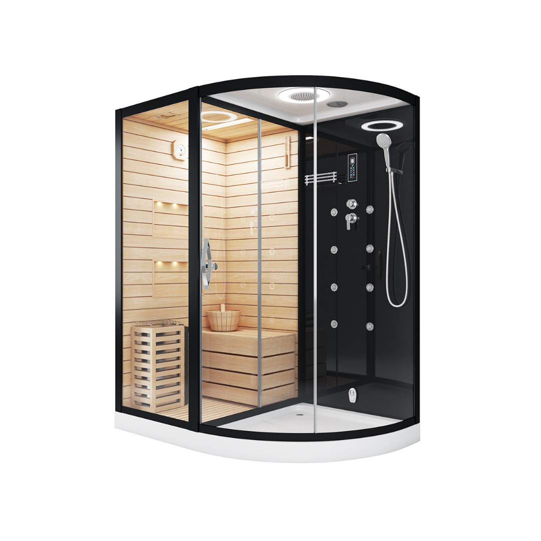 Сауна LUGANO Nero-L Black комбинированная 2в1 Ceruttispa 1800x1100x2230