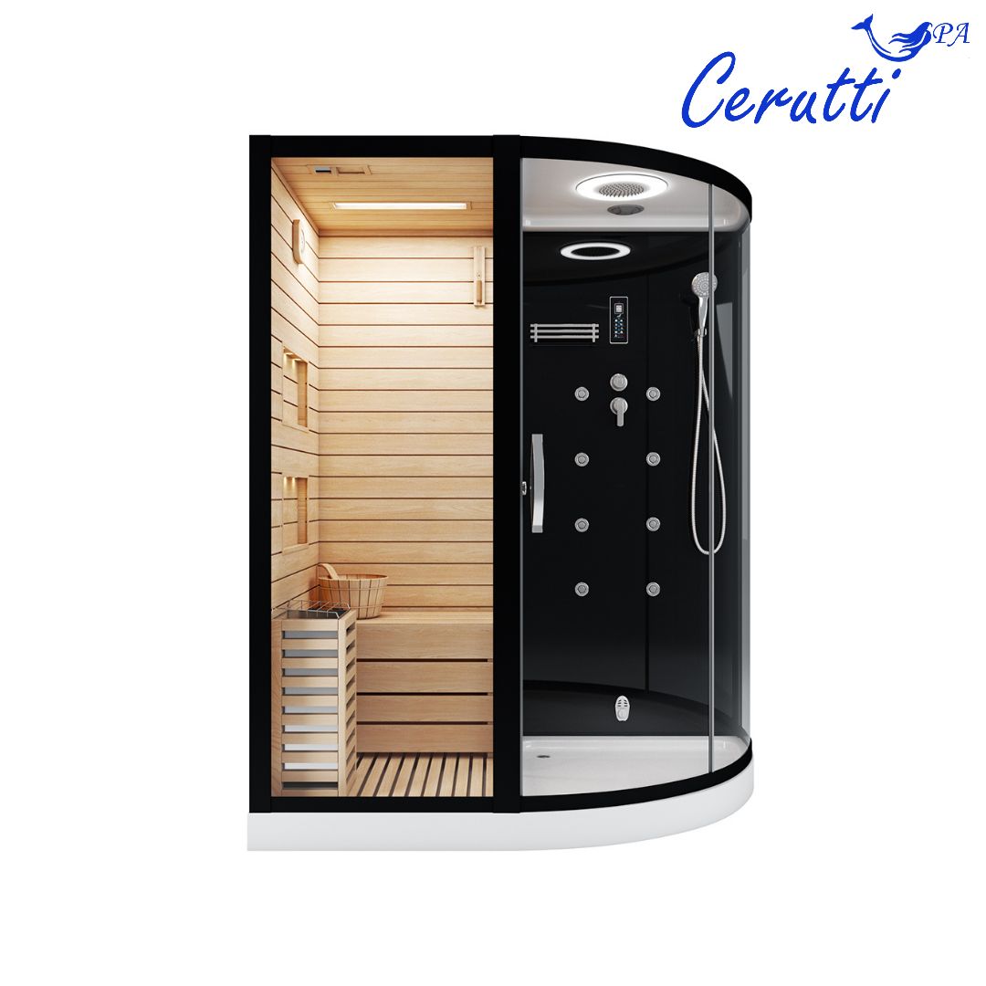 Сауна LUGANO Nero-L Black комбинированная 2в1 Ceruttispa 1800x1100x2230