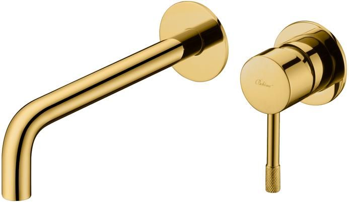 Смеситель для умывальника из стены, Uno. Gold