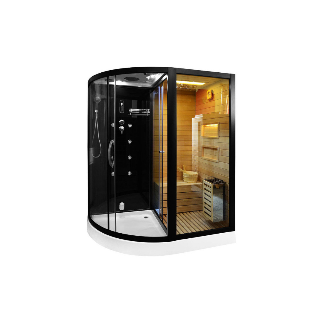 Сауна LUGANO Nero-R Black комбинированная 2в1 Ceruttispa 1800x1100x2230