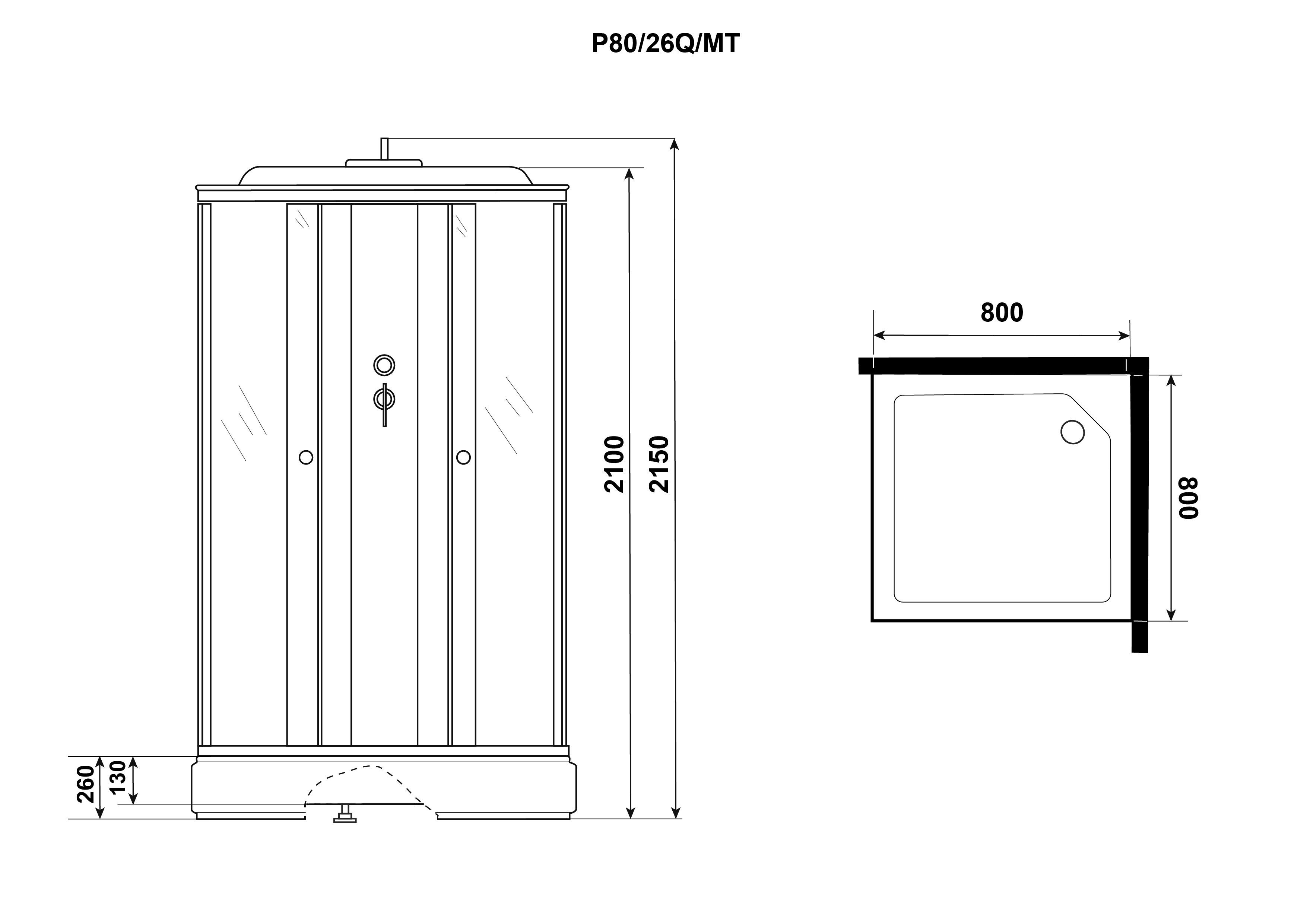 Душ.каб. Niagara Promo P80/40/MT/BK (800х800х1950) 4 места