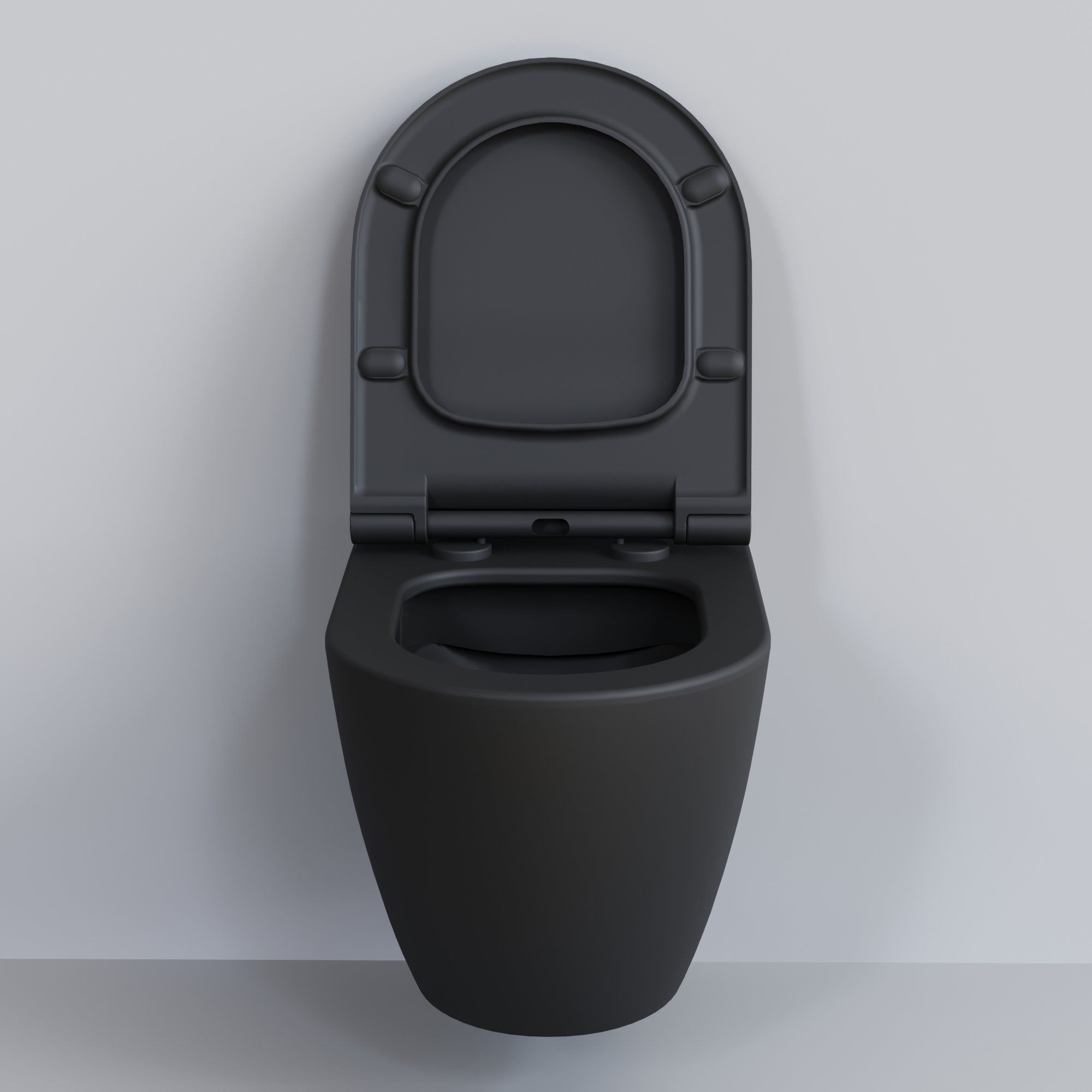 Унитаз Queen 113T20201R (570*360*400) ЧЁРНЫЙ МАТОВЫЙ подвесной БЕЗОБОДКОВЫЙ с тонкой крышкой, 2 места