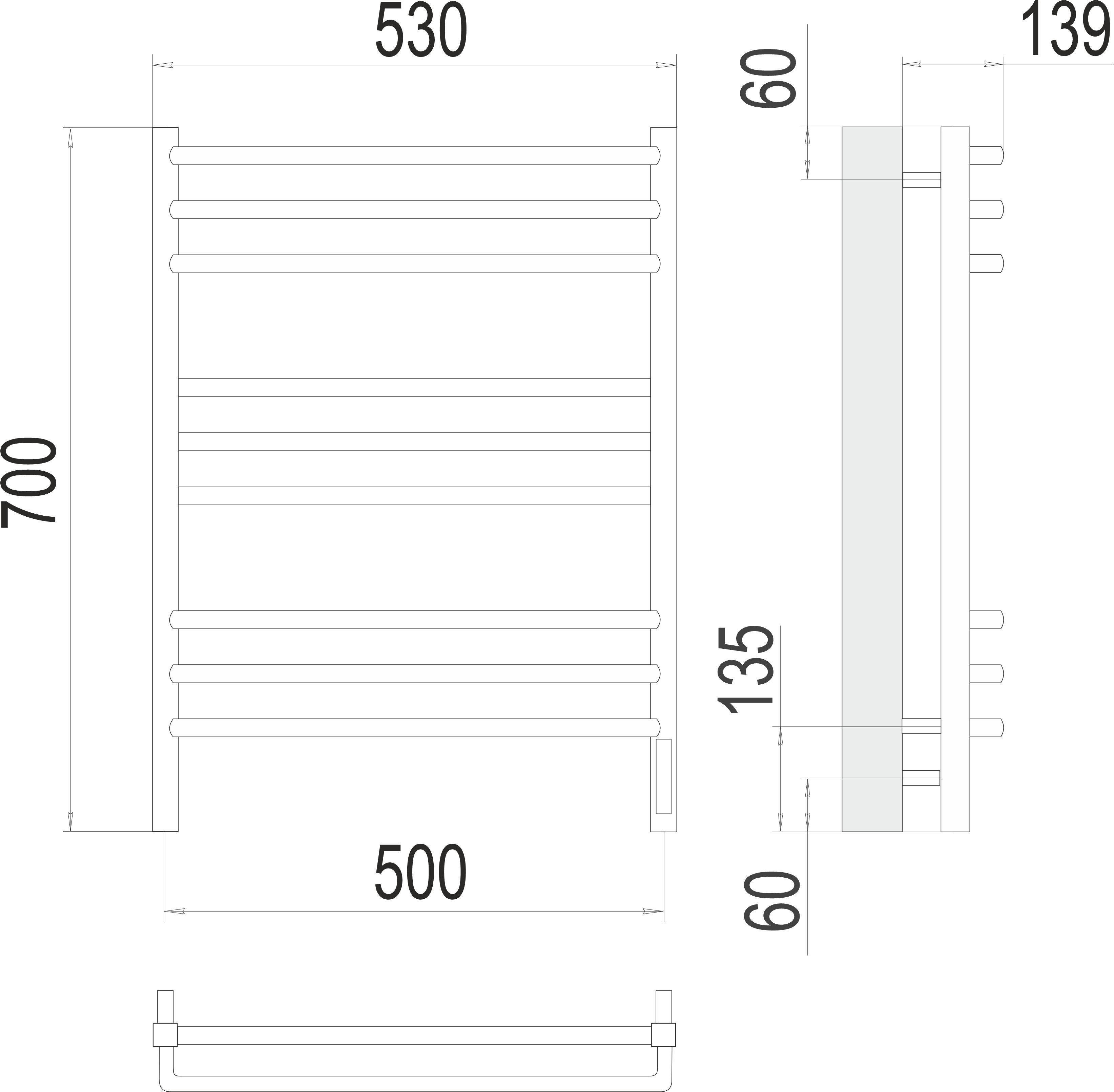 Енисей П12 500х1000 электро (sensor quick touch) Полотенцесушитель TERMINUS