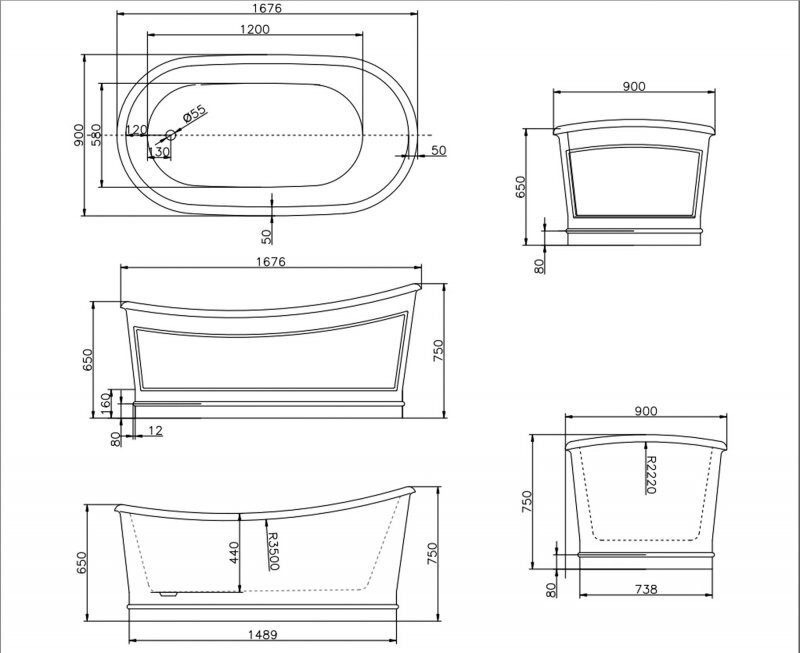 Акриловая ванна BELBAGNO BB32-CF36, 1676x900x750