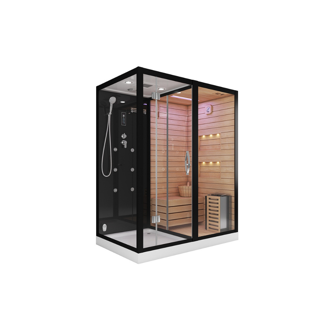 Сауна ALBANO Nero-R комбинированная 2в1 Ceruttispa Black 1800x1100x2230