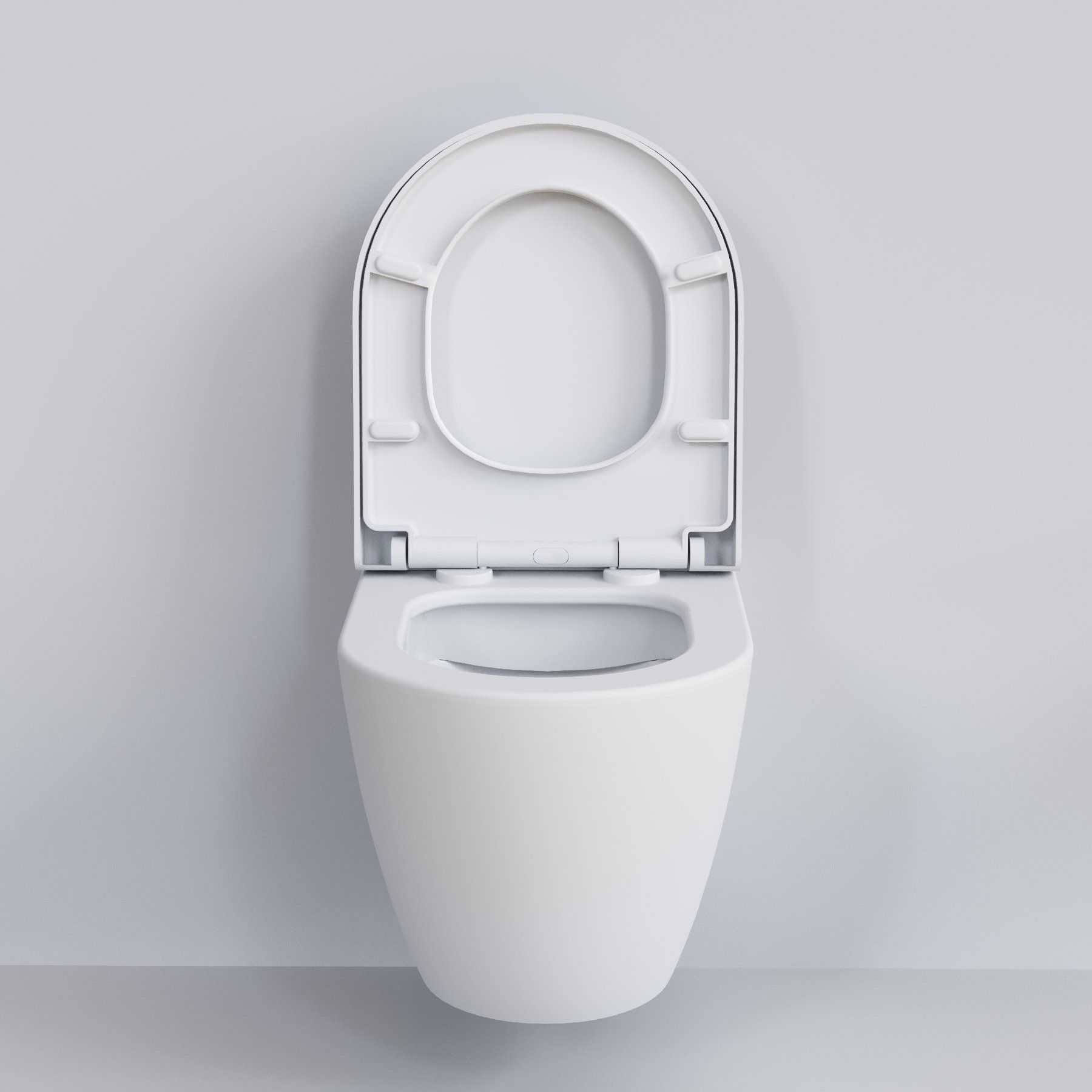 Унитаз Queen 113T20101R (570*360*400) БЕЛЫЙ МАТОВЫЙ подвесной БЕЗОБОДКОВЫЙ с толстой крышкой, 2 места