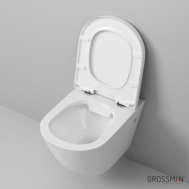 Унитаз Grossman GR-4411S (560*360*350) подвесной безободковый с тонкой крышкой