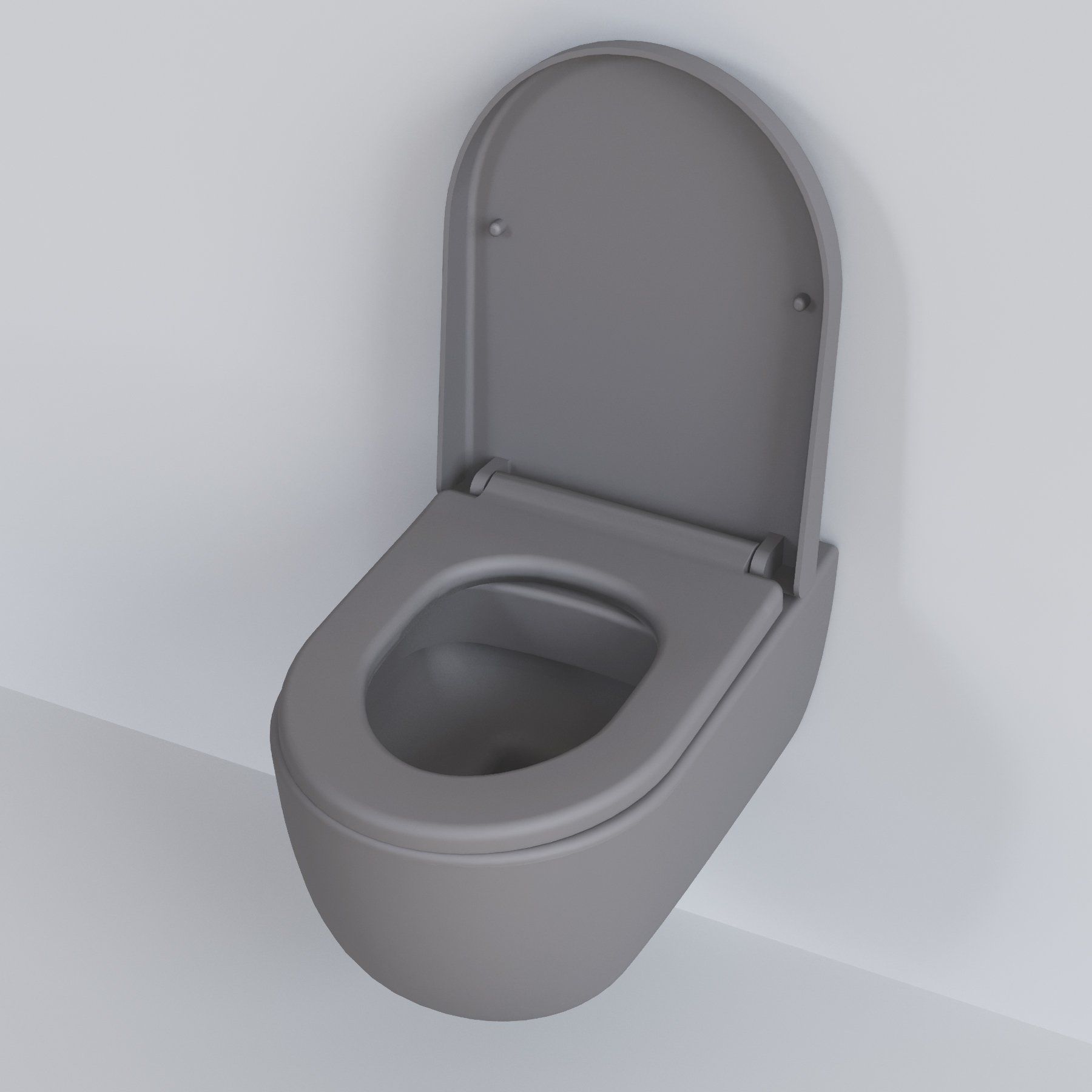 Унитаз Abner 103T20301R (545*360*330) МАТОВЫЙ СЕРЫЙ подвесной БЕЗОБОДКОВЫЙ с толстой крышкой, 2 места