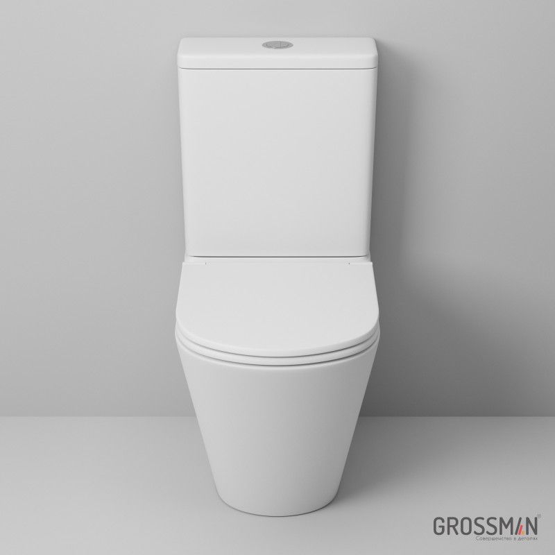 Унитаз Grossman GR-4450MS (605*380*825) белый МАТОВЫЙ напольный безободковый с тонкой крышкой