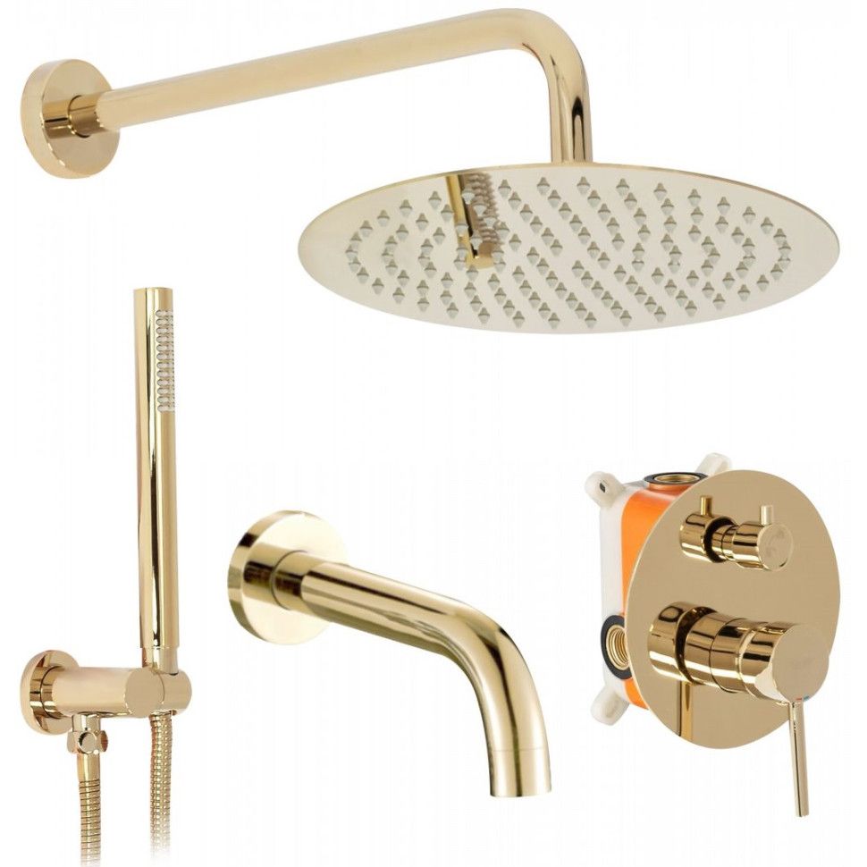 Душевой комплект для ванны с верхним душем REA LUNGO + BOX Gold