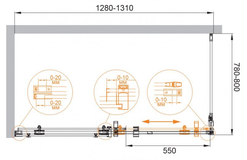 Душевой уголок Cezares STYLUS-O-M-AH-1-130/80-C-Cr