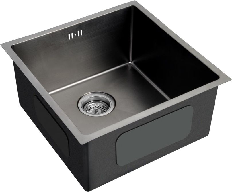 Мойка кухонная Рамона ZOV DMB-112 черная, 45х45 см, врезная, квадратная, нержавеющая сталь