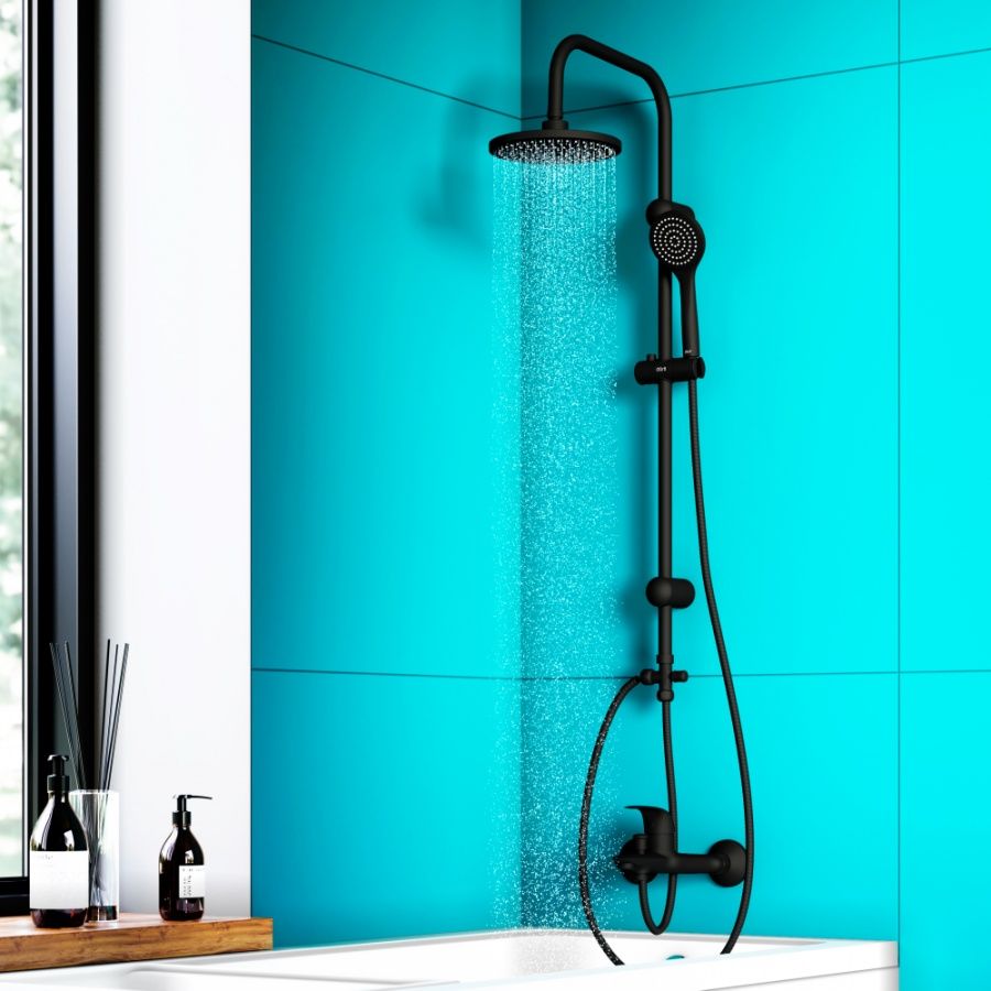 D0708000BL Comfort душевая система с тропическим душем, ручной душ 1F, цвет черный