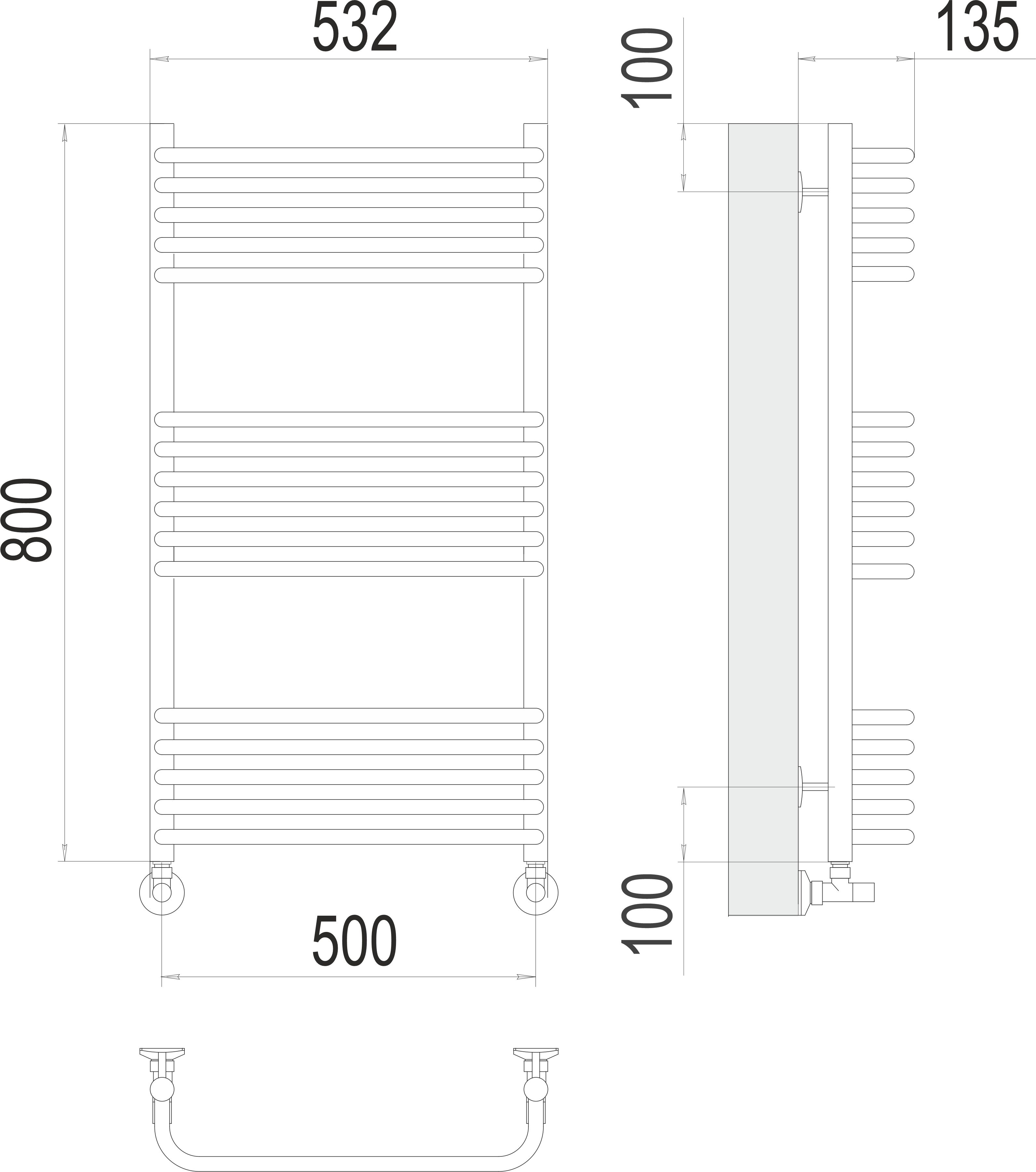Стандарт П16 500х800 Полотенцесушитель TERMINUS