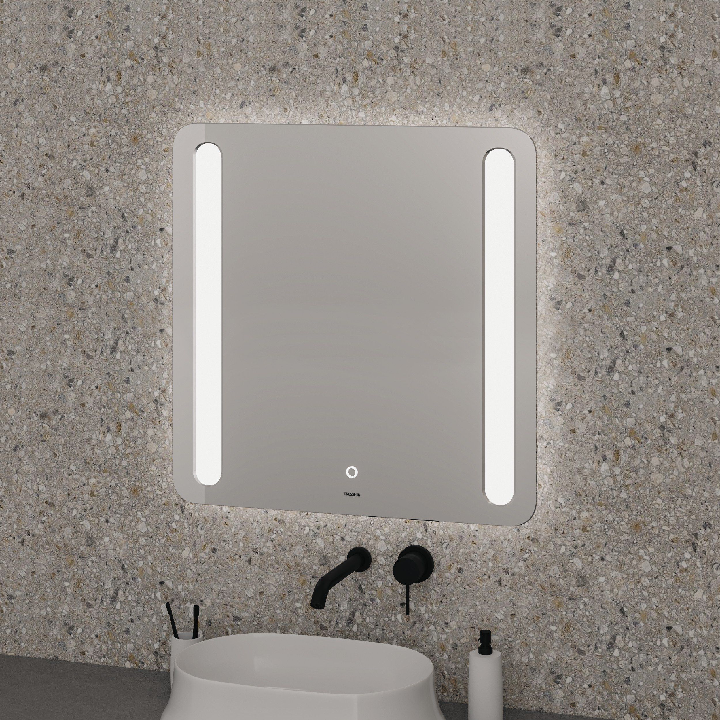 Зеркало LARA (700*700*45) LED с сенсорным выключателем и гравировкой