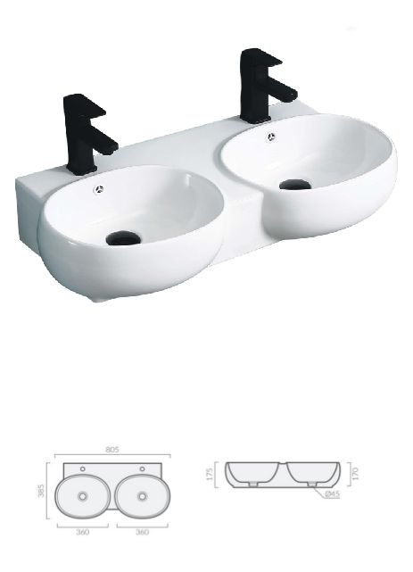Раковина Double VIVA (805х385х175) двойная накладная Ceruttispa