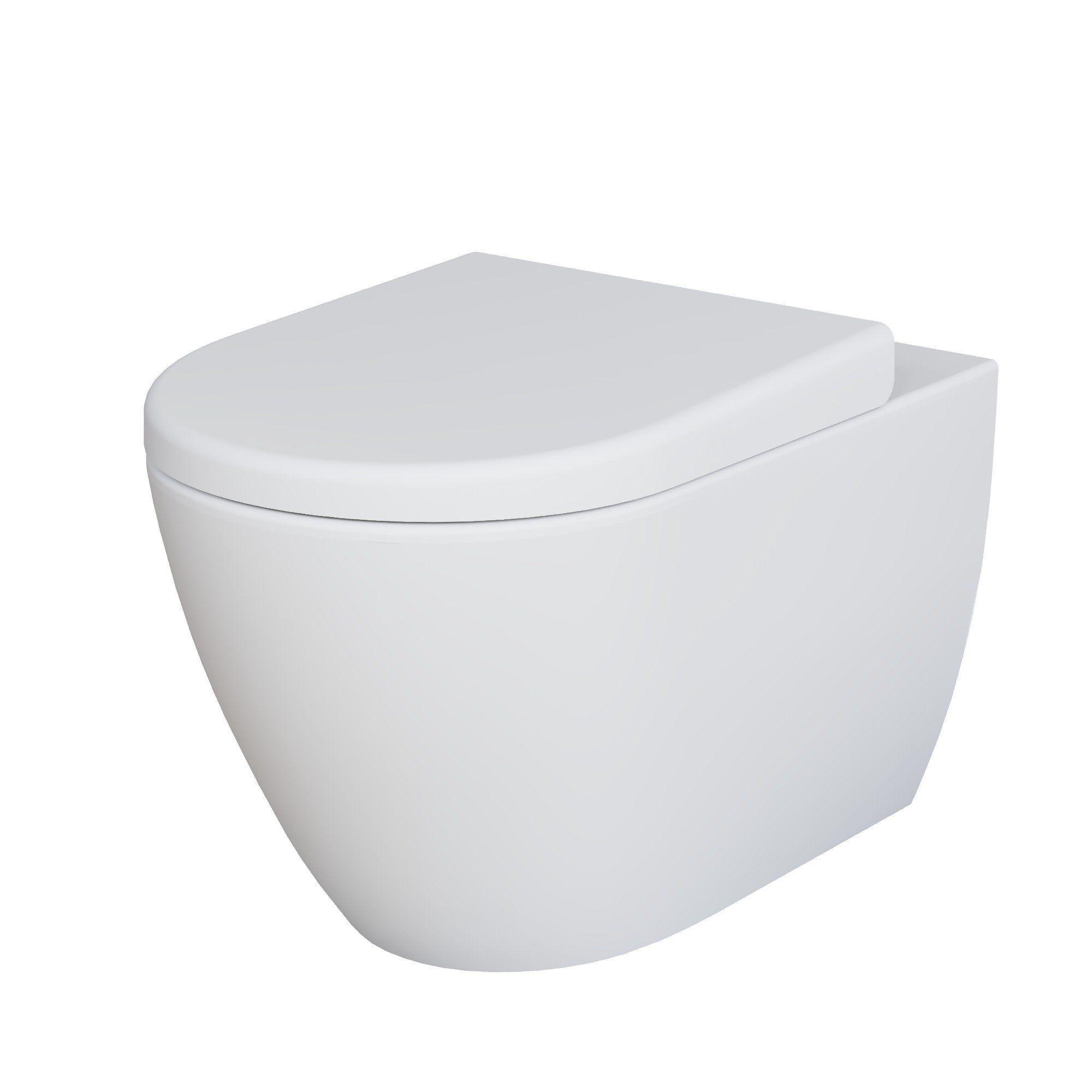 Унитаз Queen 113T20101R (570*360*400) БЕЛЫЙ МАТОВЫЙ подвесной БЕЗОБОДКОВЫЙ с толстой крышкой, 2 места