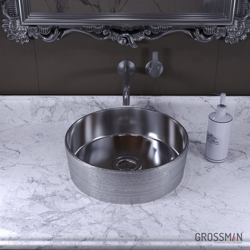 Раковина накладная Grossman GR-5020SS 355x355x115 серебряная