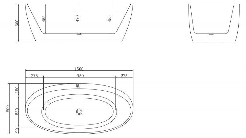 Акриловая ванна BELBAGNO BB404-1500-800