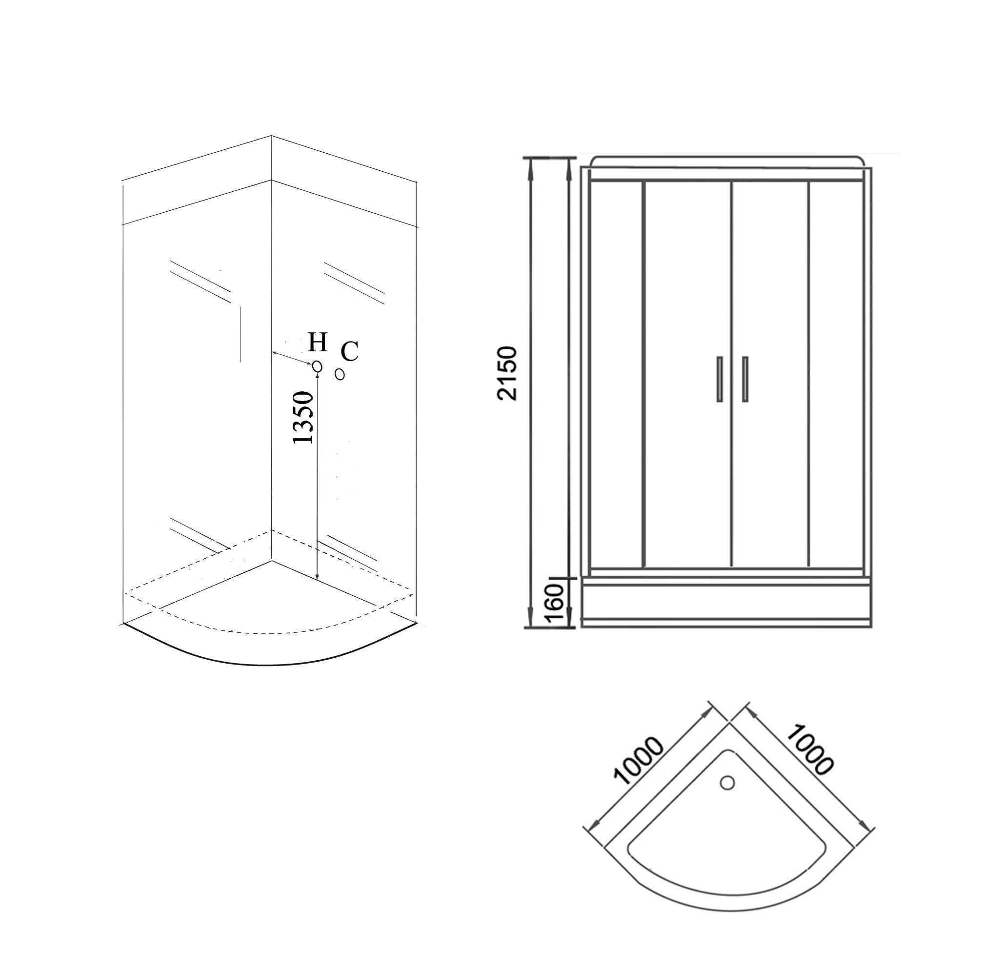 Душ.каб. GR260 (100x100x215) GROSSMAN 4 места