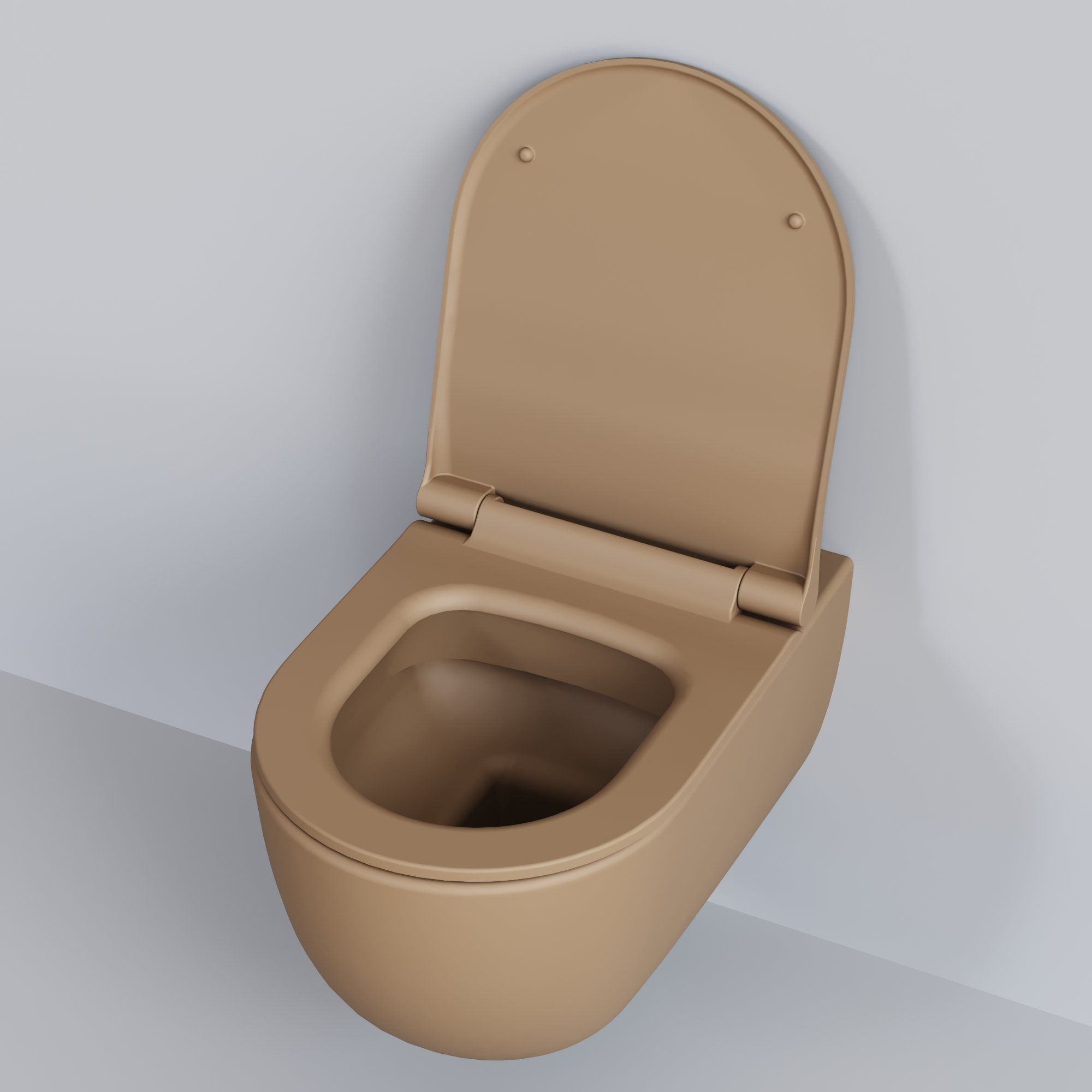 Унитаз Abner 103T20501R (545*360*330) МАТОВЫЙ ТЕМНО-БЕЖЕВЫЙ подвесной БЕЗОБОДКОВЫЙ с тонкой крышкой, 2 места