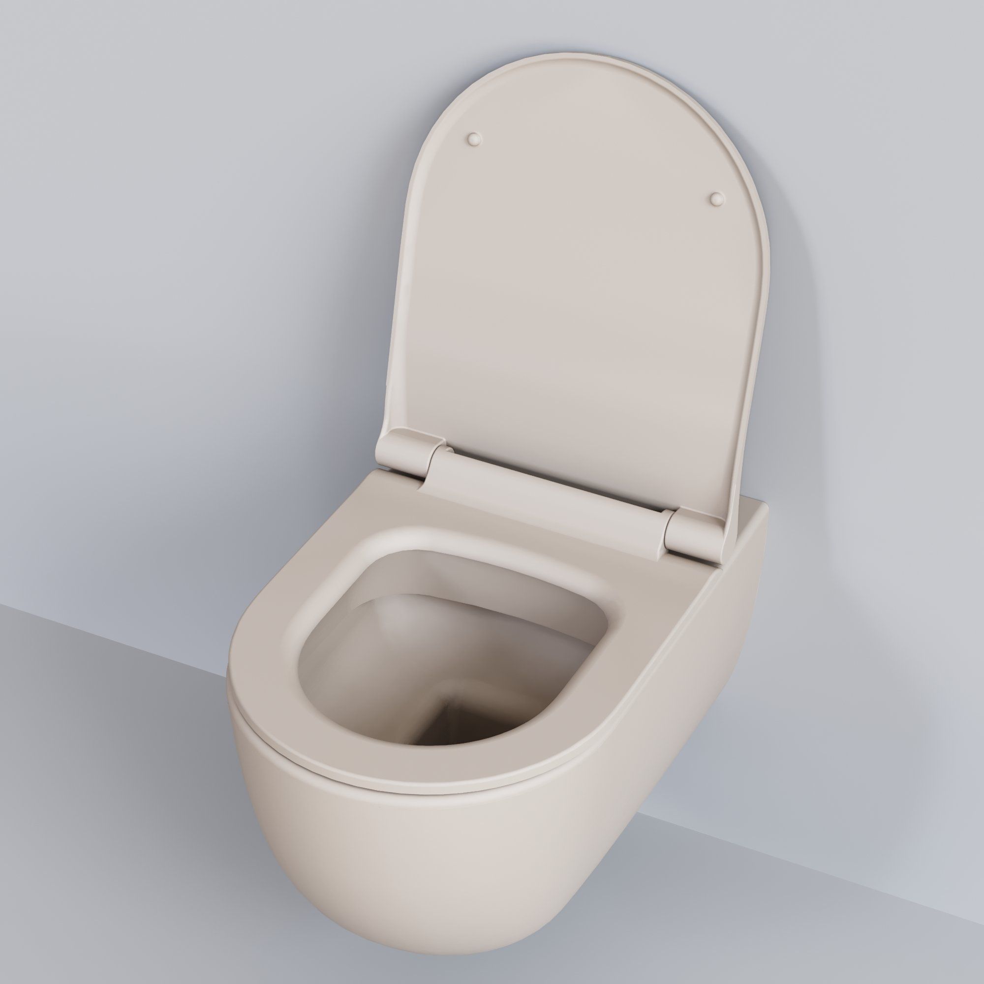 Унитаз Abner 103T20401R (545*360*330) МАТОВЫЙ БЕЖЕВЫЙ подвесной БЕЗОБОДКОВЫЙ с тонкой крышкой, 2 места