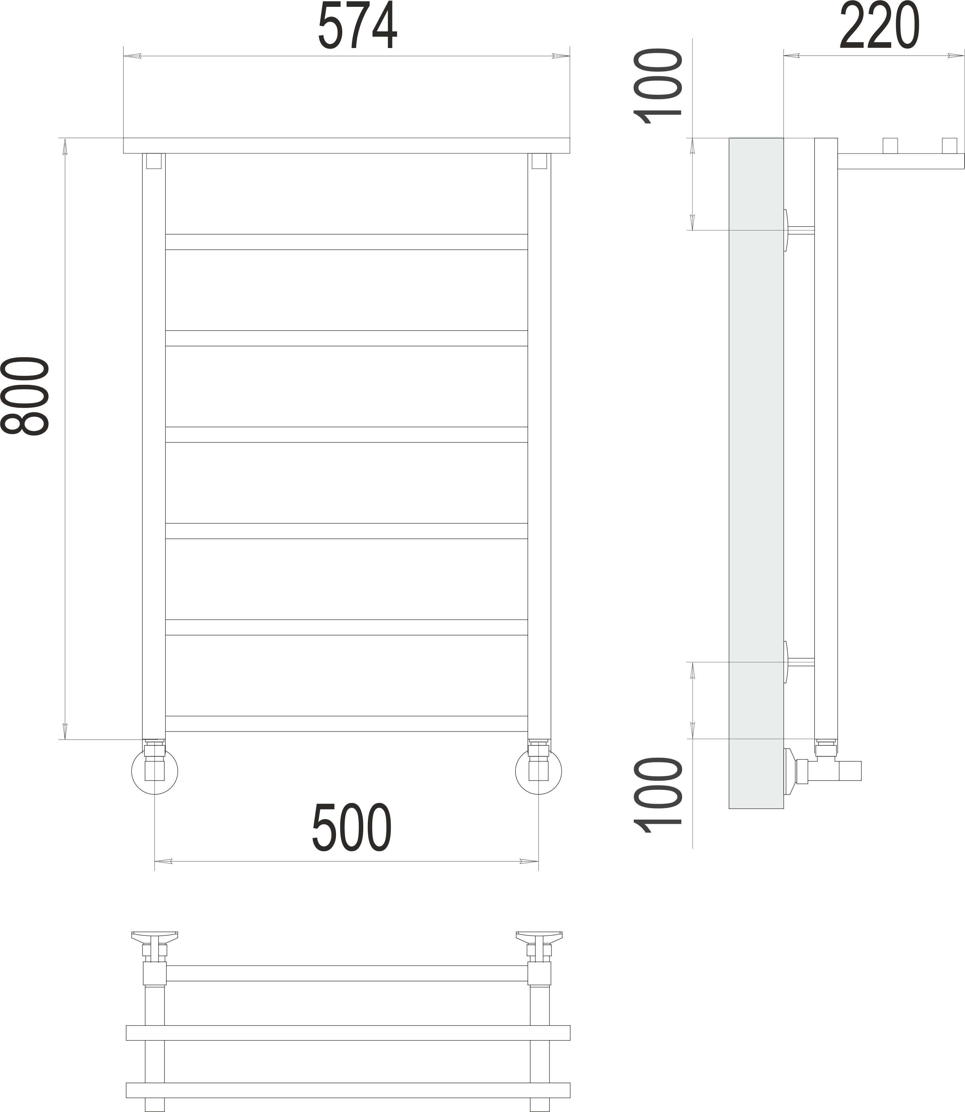 Контур с/п П7 500х800 Полотенцесушитель TERMINUS