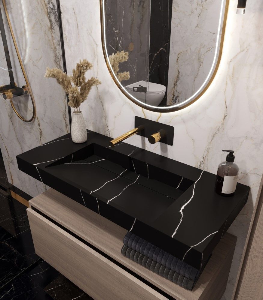 859-100-NM Boheme Столешница моноблок FLAT NERO MARQUINA (1010*452*80)