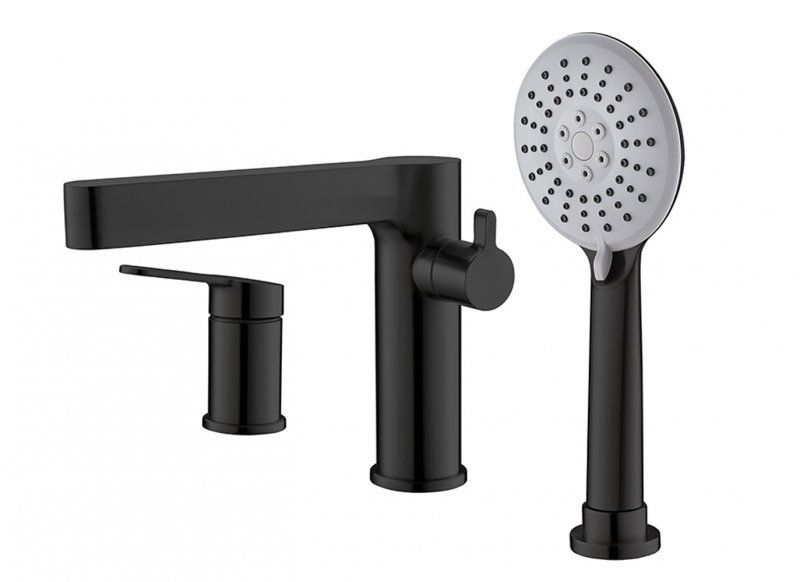 Смеситель на борт ванны чёрный матовый Belbagno DEL-BVD3-NERO