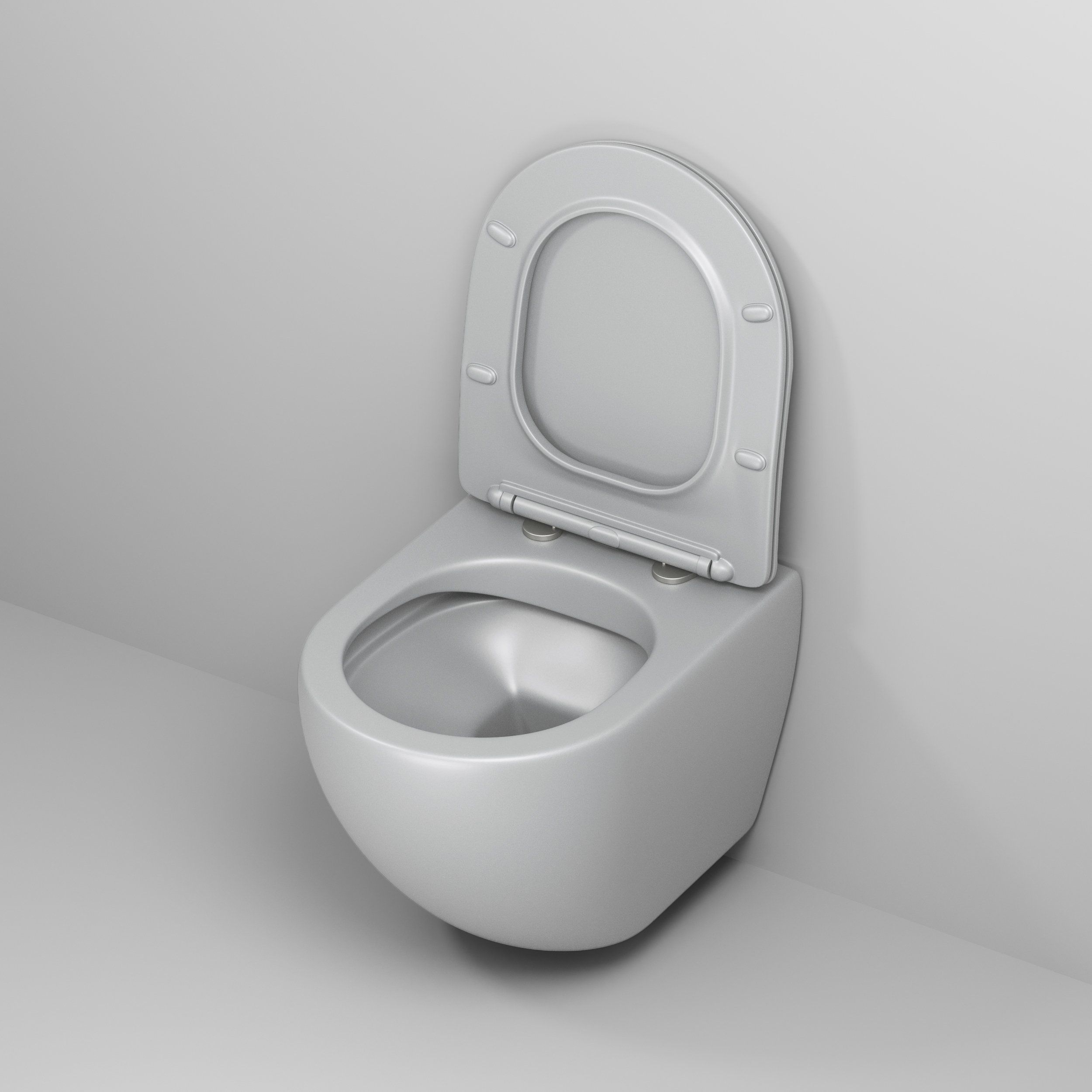 Унитаз GR-4455GLMS Color (485*365*360) СВЕТЛО-СЕРЫЙ МАТОВЫЙ подвесной БЕЗОБОДКОВЫЙ с тонкой крышкой