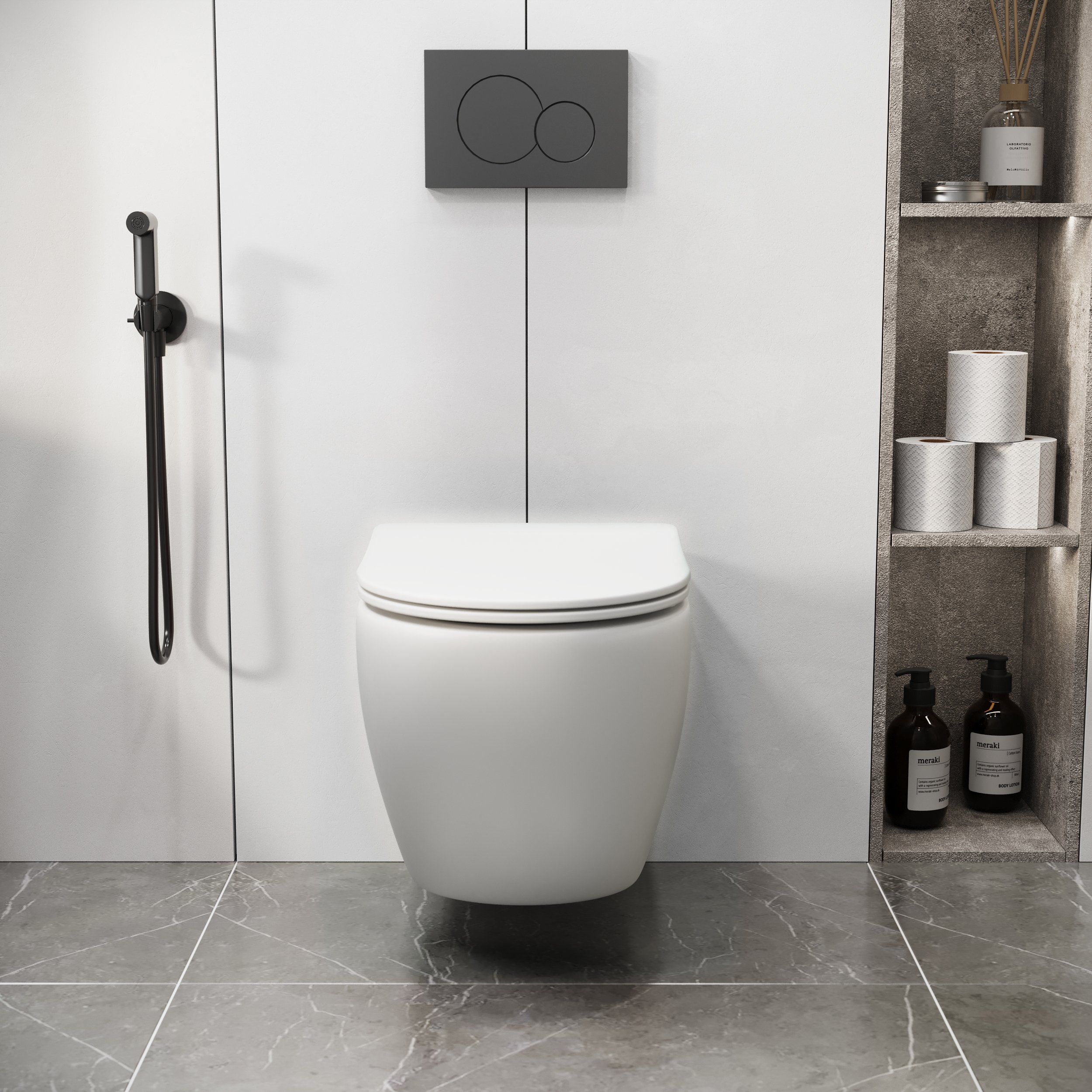 Унитаз GR-4411MS Color (550*365*395) БЕЛЫЙ МАТОВЫЙ подвесной БЕЗОБОДКОВЫЙ