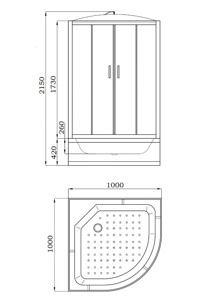 Кабина EF1021 душевая PARLY (100*100*215)