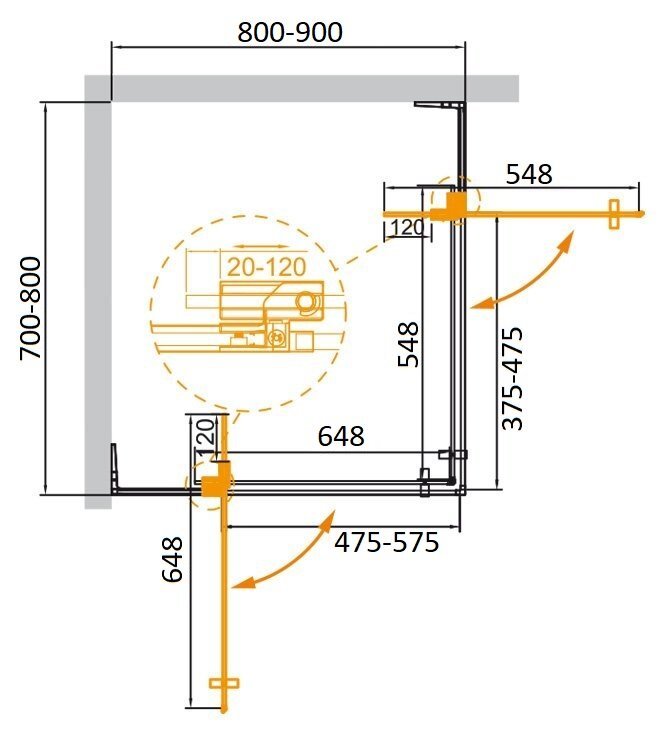 Душевой уголок Cezares SLIDER-AH-2-70/80-80/90-C-Cr хром
