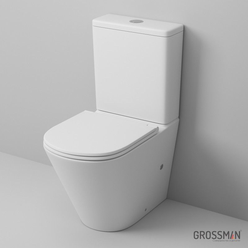 Унитаз Grossman GR-4450MS (605*380*825) белый МАТОВЫЙ напольный безободковый с тонкой крышкой